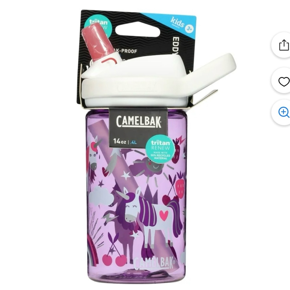 CamelBak Eddy + Kids Unicorn Party Water Bottle - Purple and Pink 14oz